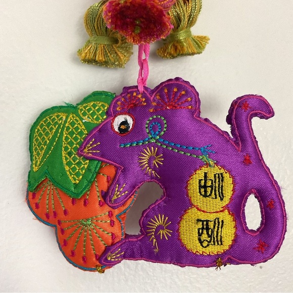 Chinese year of the mouse handmade bag charm embroidered satin - Picture 2 of 7